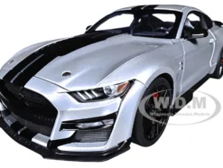 Ford Mustang Shelby GT500 Iconic Silver Metallic with Black Stripes 1/18 Model Car by Autoart