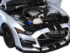 Ford Mustang Shelby GT500 Iconic Silver Metallic with Black Stripes 1/18 Model Car by Autoart