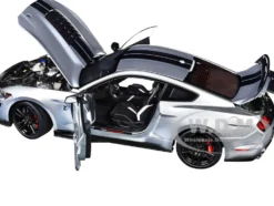 Ford Mustang Shelby GT500 Iconic Silver Metallic with Black Stripes 1/18 Model Car by Autoart