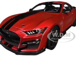 Ford Mustang Shelby GT500 Rapid Red Metallic with Black Stripes 1/18 Model Car by Autoart