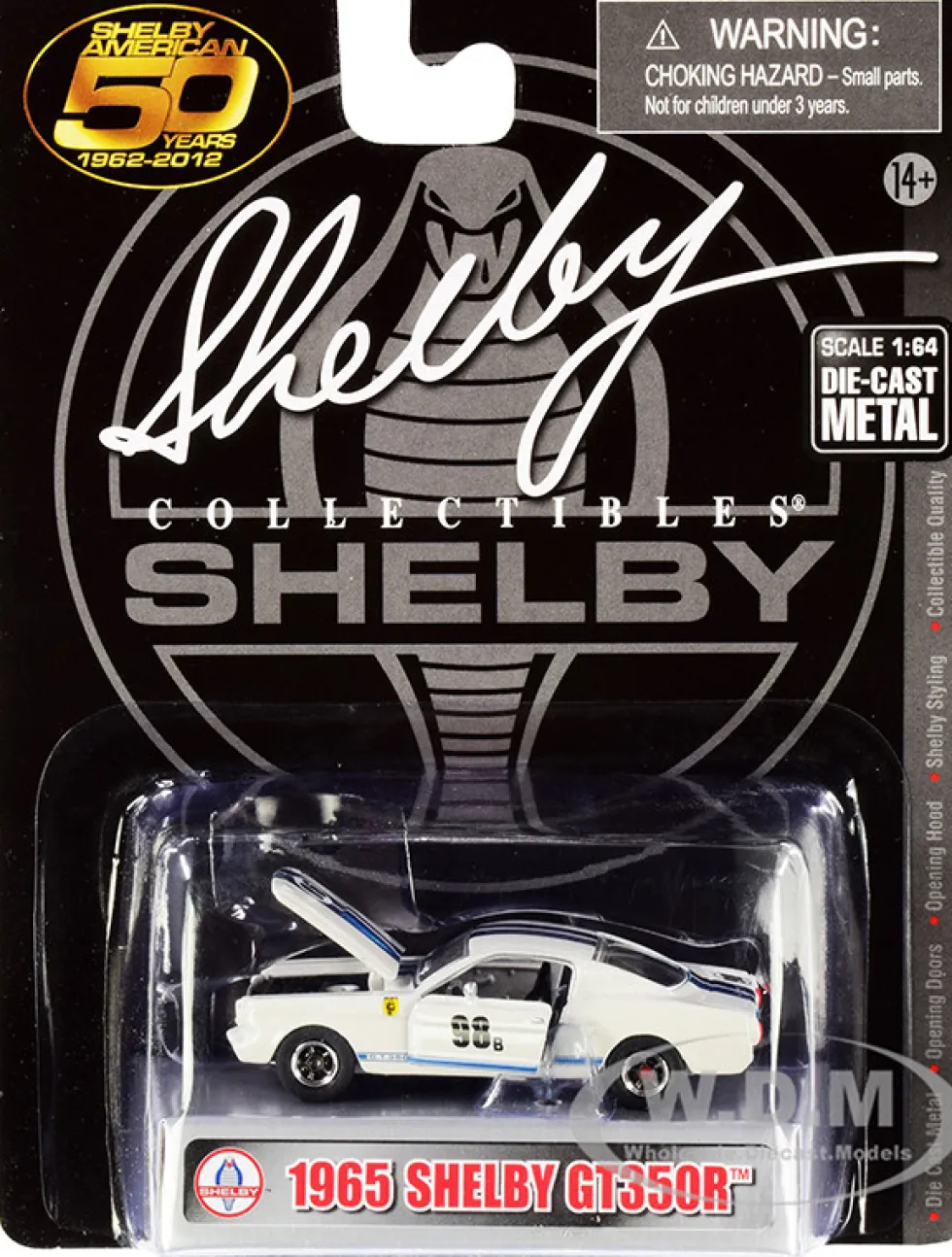 1965 Ford Mustang Shelby GT350R #98B Terlingua Racing Team White Blue Stripes Shelby American 50 Years 1962 2012 1/64 Diecast Model Car Shelby Collectibles SC777