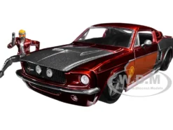 1967 Ford Mustang Shelby GT-500 Red Metallic Gray Metallic Star-Lord Diecast Figurine Guardians of the Galaxy Marvel Series 1/24 Diecast Model Car Jada 32915