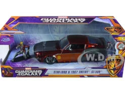 1967 Ford Mustang Shelby GT-500 Red Metallic Gray Metallic Star-Lord Diecast Figurine Guardians of the Galaxy Marvel Series 1/24 Diecast Model Car Jada 32915