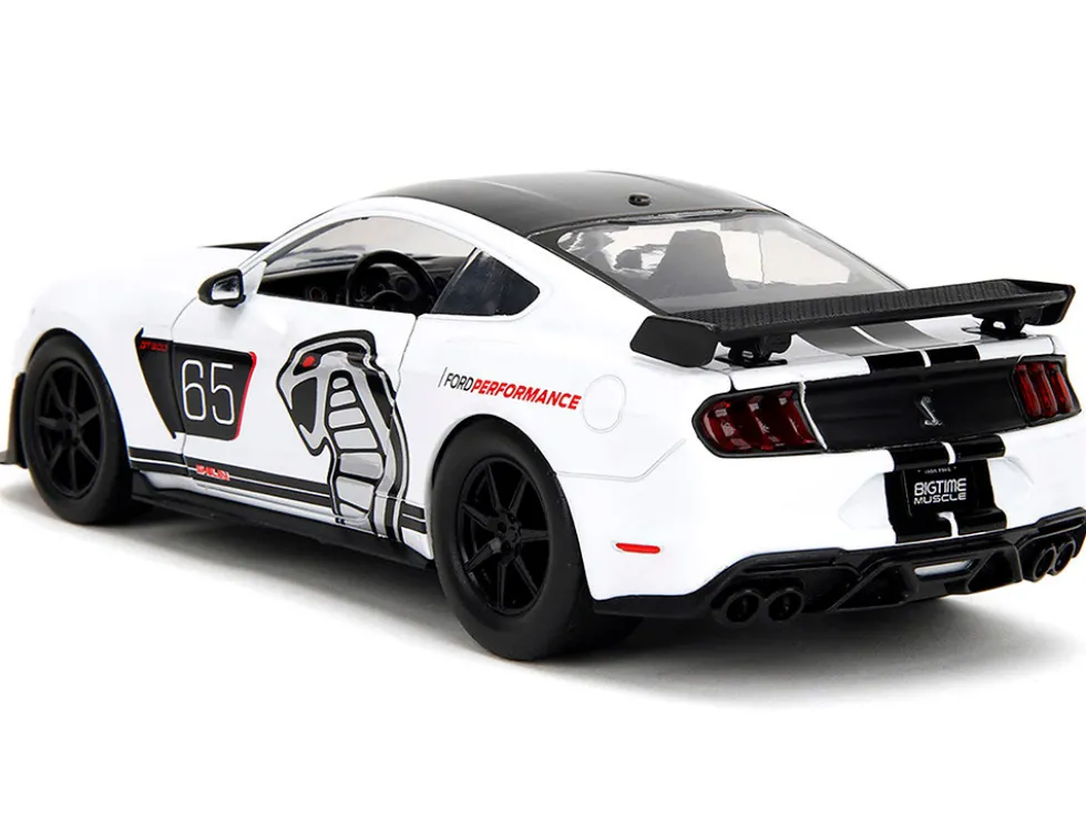 2020 Ford Mustang Shelby GT500 #65 White with Black Top and Stripes "Ford Performance" "Bigtime Muscle" Series 1/24 Diecast Model Car by Jada