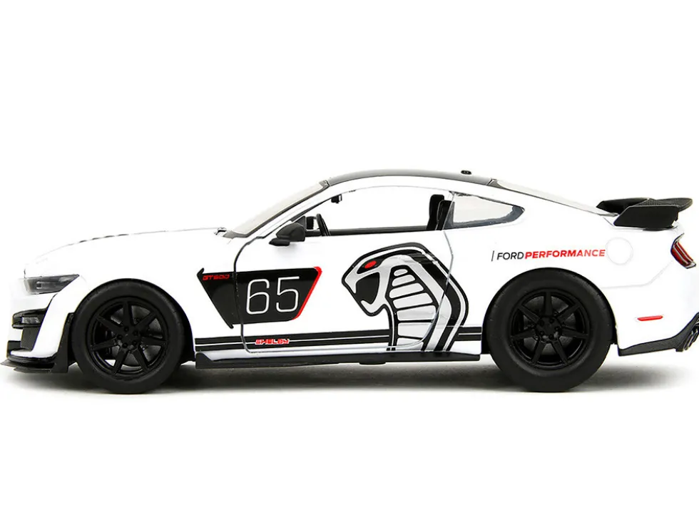 2020 Ford Mustang Shelby GT500 #65 White with Black Top and Stripes "Ford Performance" "Bigtime Muscle" Series 1/24 Diecast Model Car by Jada