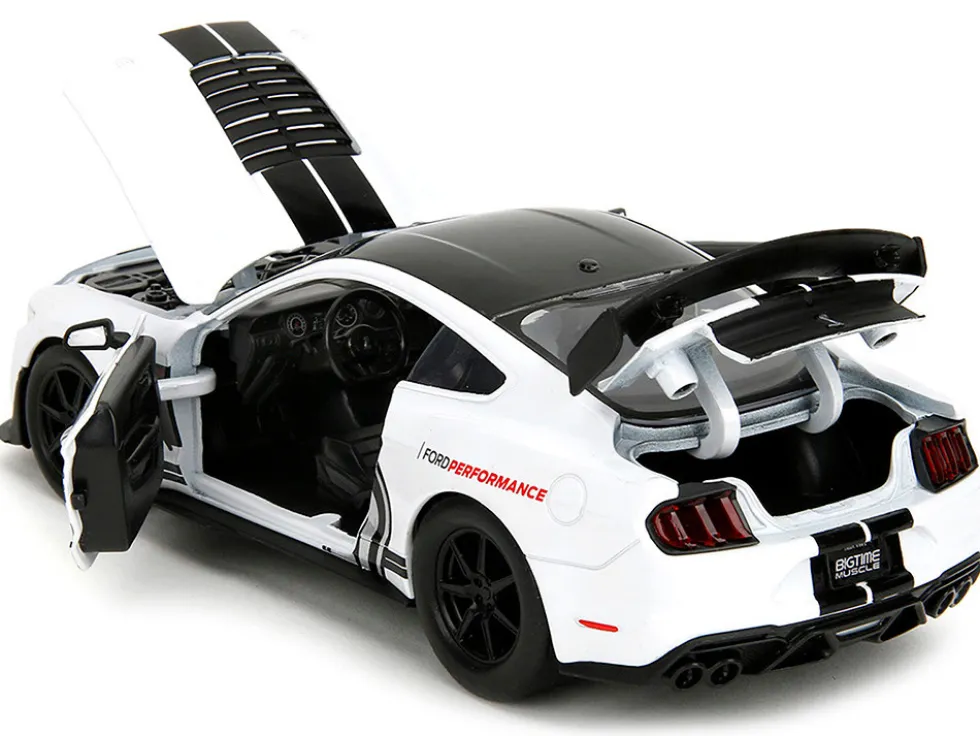 2020 Ford Mustang Shelby GT500 #65 White with Black Top and Stripes "Ford Performance" "Bigtime Muscle" Series 1/24 Diecast Model Car by Jada