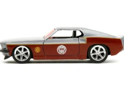1969 Ford Mustang Silver Metallic and Dark Red and Star Lord Diecast Figure Marvel Guardians of the Galaxy Hollywood Rides Series 1/32 Diecast Model Car Jada 33077