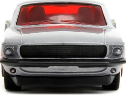 1969 Ford Mustang Silver Metallic and Dark Red and Star Lord Diecast Figure Marvel Guardians of the Galaxy Hollywood Rides Series 1/32 Diecast Model Car Jada 33077