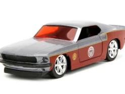 1969 Ford Mustang Silver Metallic and Dark Red and Star Lord Diecast Figure Marvel Guardians of the Galaxy Hollywood Rides Series 1/32 Diecast Model Car Jada 33077