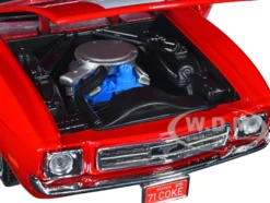 1971 Ford Mustang Sportsroof Red White Stripes Refresh Yourself Coca-Cola 1/24 Diecast Model Car Motor City Classics 424071