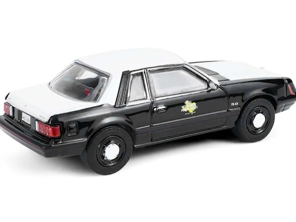 1982 Ford Mustang SSP "Texas Department of Public Safety Highway Patrol" Black with White Hood and Top "Hobby Exclusive" Series 1/64 Diecast Model Car by Greenlight