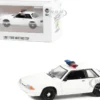 1987 1993 Ford Mustang SSP White Police Car with Light Bar Hot Pursuit Hobby Exclusive Series 1/64 Diecast Model Car by Greenlight GL43008L