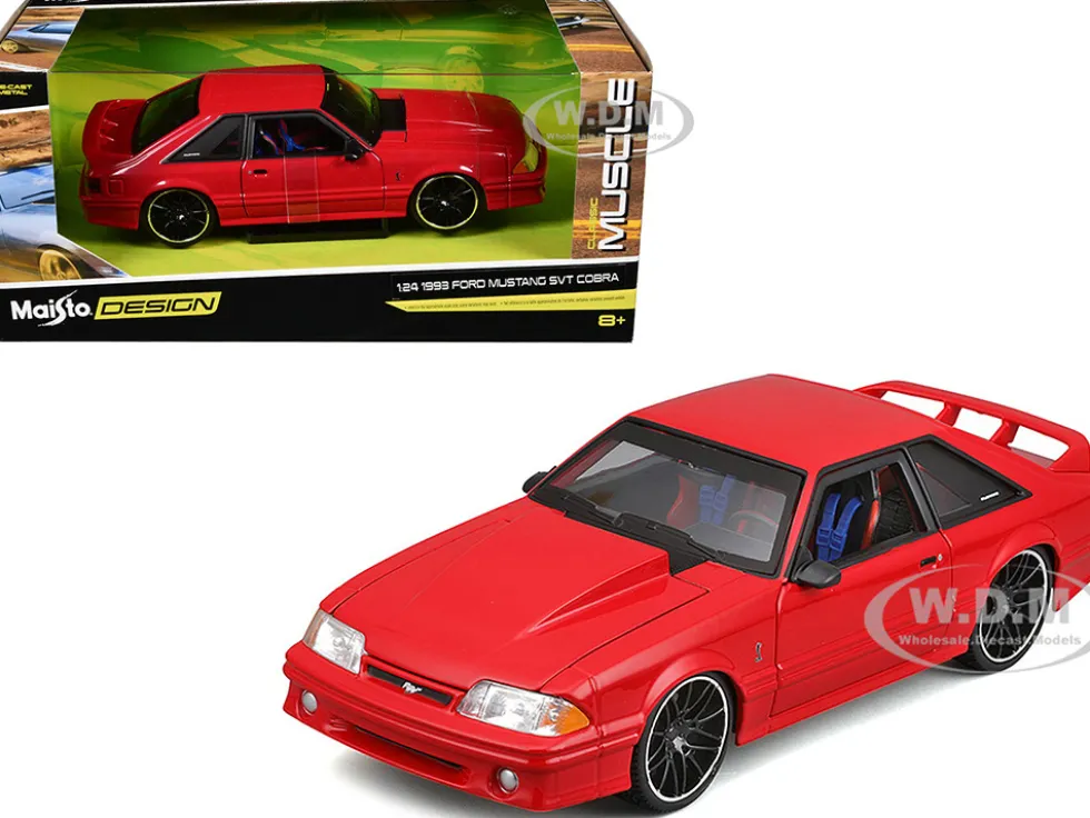 1993 Ford Mustang SVT Cobra Red "Classic Muscle" "Maisto Design" Series 1/24 Diecast Model Car by Maisto