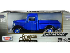 1937 Ford Pickup Truck Blue Metallic and Black American Classics 1/24 Diecast Model Car Motormax 73233AC-BLBK