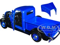 1937 Ford Pickup Truck Blue Metallic and Black American Classics 1/24 Diecast Model Car Motormax 73233AC-BLBK