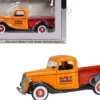 1937 Ford Pickup Truck Minneapolis Moline Orange with Red Truck Bed and Black Fenders 1/25 Diecast Model Car SpecCast SCT928