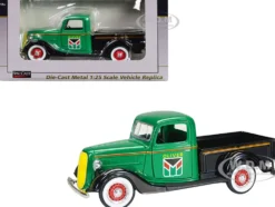 1937 Ford Pickup Truck Oliver Green with Black Truck Bed and Fenders 1/25 Diecast Model Car SpecCast SCT929