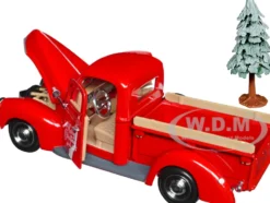 1940 Ford Pickup Truck Red Merry Christmas with Tree Accessory 1/24 Diecast Model Car Motormax 73234RBIXMT