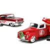 1941 Ford Pickup Truck Red White Santa's Workshop 1957 Chevrolet Bel Air Red Metallic White Express 25 Mr. and Mrs. Santa Claus Diecast Figures Holiday Rides Series 1/32 Diecast Model Cars Jada 34441