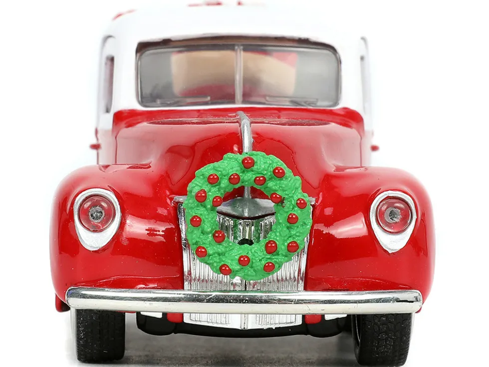 1941 Ford Pickup Truck Red White Santa's Workshop 1957 Chevrolet Bel Air Red Metallic White Express 25 Mr. and Mrs. Santa Claus Diecast Figures Holiday Rides Series 1/32 Diecast Model Cars Jada 34441