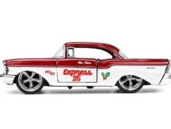 1941 Ford Pickup Truck Red White Santa's Workshop 1957 Chevrolet Bel Air Red Metallic White Express 25 Mr. and Mrs. Santa Claus Diecast Figures Holiday Rides Series 1/32 Diecast Model Cars Jada 34441