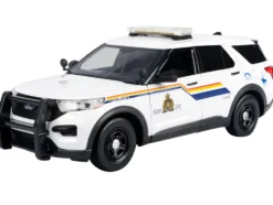 2022 Ford Police Interceptor Utility White "Royal Canadian Mounted Police (RCMP)" with Flashing Light Bar and Front and Rear Lights and Sounds 1/24 Diecast Model Car by Motormax