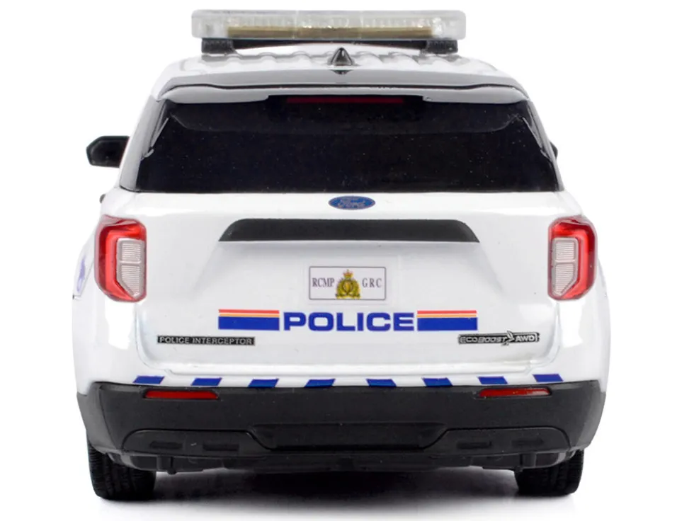 2022 Ford Police Interceptor Utility White "Royal Canadian Mounted Police (RCMP)" with Flashing Light Bar and Front and Rear Lights and Sounds 1/24 Diecast Model Car by Motormax