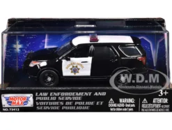 2015 Ford Police Interceptor Utility "California Highway Patrol" Black and White "Law Enforcement and Public Service" Series 1/43 Diecast Model Car by Motormax