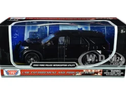 2022 Ford Police Interceptor Utility Unmarked Slick-Top Black 1/24 Diecast Model Car Motormax 76990BK