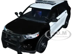 2022 Ford Police Interceptor Utility Unmarked Black and White 1/24 Diecast Model Car Motormax 76988BW