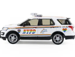 2016 Ford Police Interceptor Utility "New York Police Department (NYPD) Pride Livery" White with Rainbow Stripes "Hot Pursuit" Series 47 1/64 Diecast Model Car by Greenlight