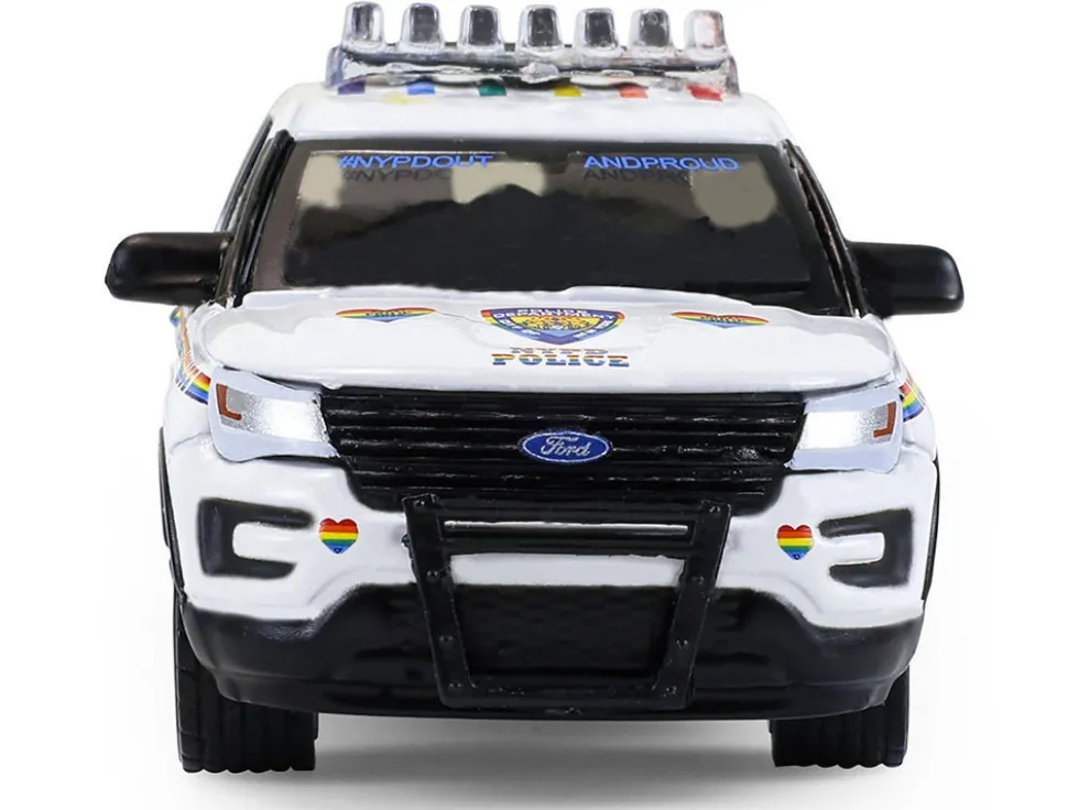 2016 Ford Police Interceptor Utility "New York Police Department (NYPD) Pride Livery" White with Rainbow Stripes "Hot Pursuit" Series 47 1/64 Diecast Model Car by Greenlight