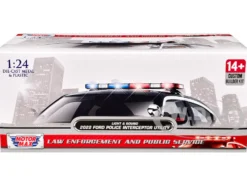 2022 Ford Police Interceptor Utility Plain White "Builder's Kit" with Flashing Light Bar and Front and Rear Lights and Sounds 1/24 Diecast Model Car by Motormax