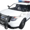 2015 Ford Police Interceptor Utility White with Light Bar and Sound 1/24 Diecast Model Car Motormax 79535