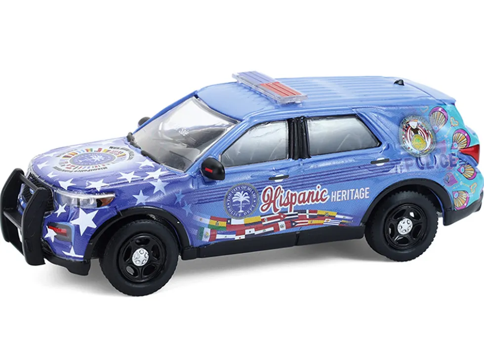 2022 Ford Police Interceptor Utility "Miami Police Department Hispanic Heritage Month" Blue with Graphics "Hobby Exclusive" Series 1/64 Diecast Model Car by Greenlight