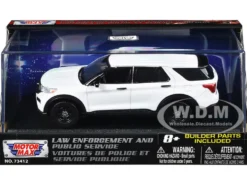 2022 Ford Police Interceptor Utility White Unmarked "Custom Builder's Kit" "Law Enforcement and Public Service" Series 1/43 Diecast Model Car by Motormax