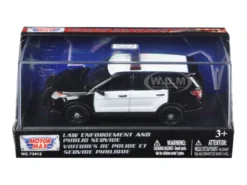 2015 Ford Police Interceptor Utility Plain Black and White Car In Display Showcase 1/43 Diecast Model Car Motormax 79478