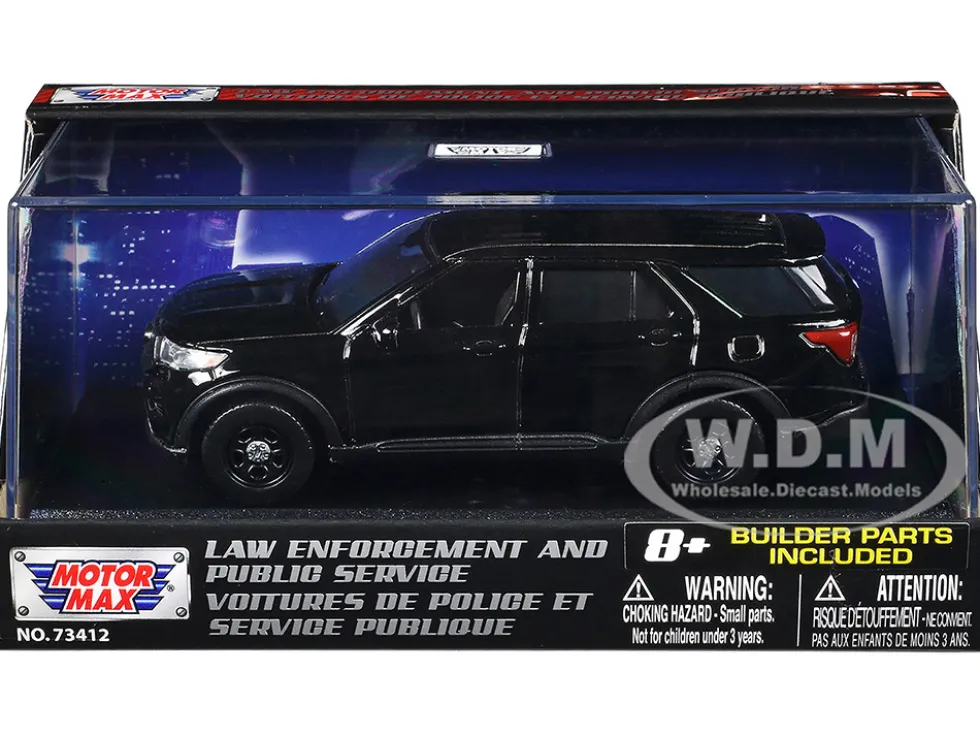2022 Ford Police Interceptor Utility Black Unmarked "Custom Builder's Kit" "Law Enforcement and Public Service" Series 1/43 Diecast Model Car by Motormax