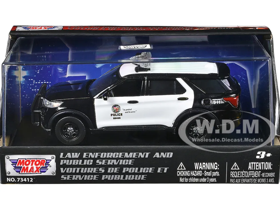 2022 Ford Police Interceptor Utility "LAPD (Los Angeles Police Department)" Black and White "Law Enforcement and Public Service" Series 1/43 Diecast Model Car by Motormax