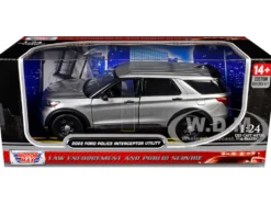 2022 Ford Police Interceptor Utility Unmarked Silver Metallic "Builder's Kit" "Law Enforcement and Public Service" Series 1/24 Diecast Model Car by Motormax