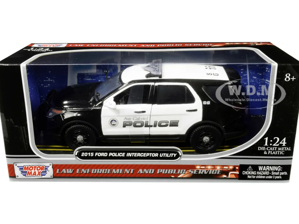 2015 Ford Police Interceptor Utility San Gabriel Police California Black White 1/24 Diecast Model Car Motormax 76964