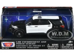 2022 Ford Police Interceptor Utility Black and White Unmarked "Law Enforcement and Public Service" Series 1/43 Diecast Model Car by Motormax