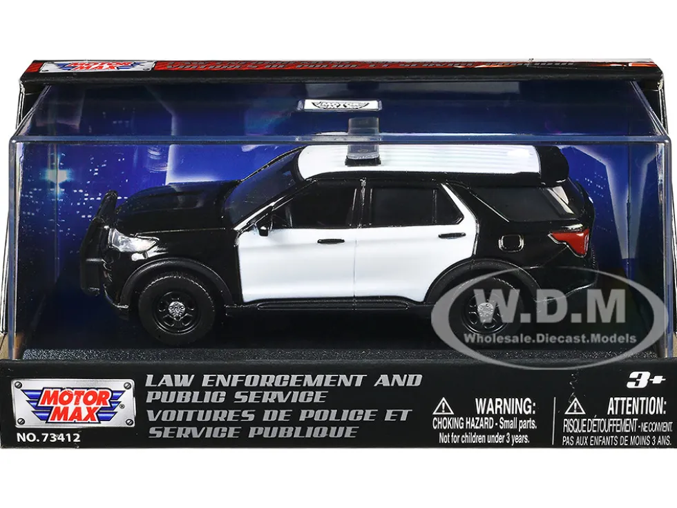 2022 Ford Police Interceptor Utility Black and White Unmarked "Law Enforcement and Public Service" Series 1/43 Diecast Model Car by Motormax