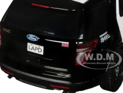 2015 Ford Police Interceptor Utility Black and White Los Angeles Police Department LAPD with Flashing Light Bar and Front and Rear Lights and Sounds 1/24 Diecast Model Car Motormax 79540