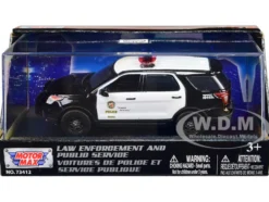 2015 Ford Police Interceptor Utility Black and White LAPD Los Angeles Police Department 1/43 Diecast Model Car Motormax 79493