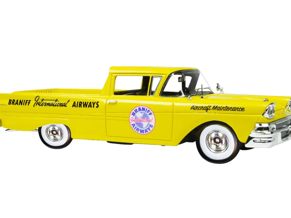1958 Ford Ranchero Aircraft Maintenance Car Yellow Braniff International Airways Limited Edition 125 pieces Worldwide 1/43 Model Car Goldvarg Collection GC-BI-002