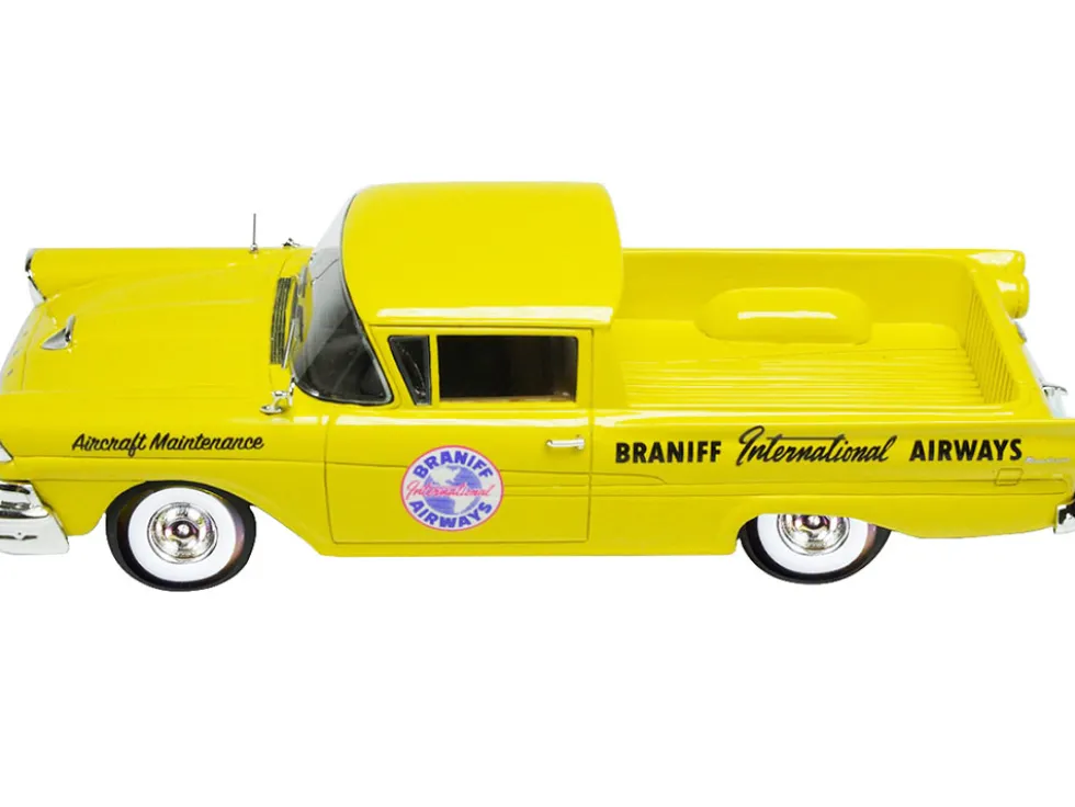 1958 Ford Ranchero Aircraft Maintenance Car Yellow Braniff International Airways Limited Edition 125 pieces Worldwide 1/43 Model Car Goldvarg Collection GC-BI-002