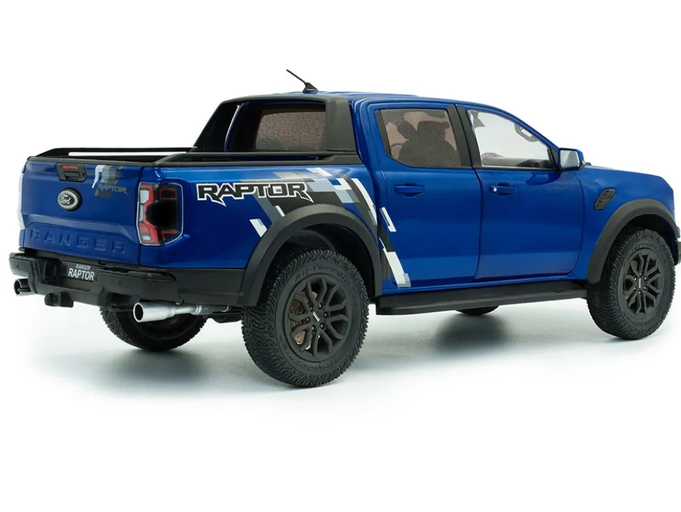 2024 Ford Ranger Raptor Pickup Truck Blue Lightning Metallic 1/18 Diecast Model Car by Solido