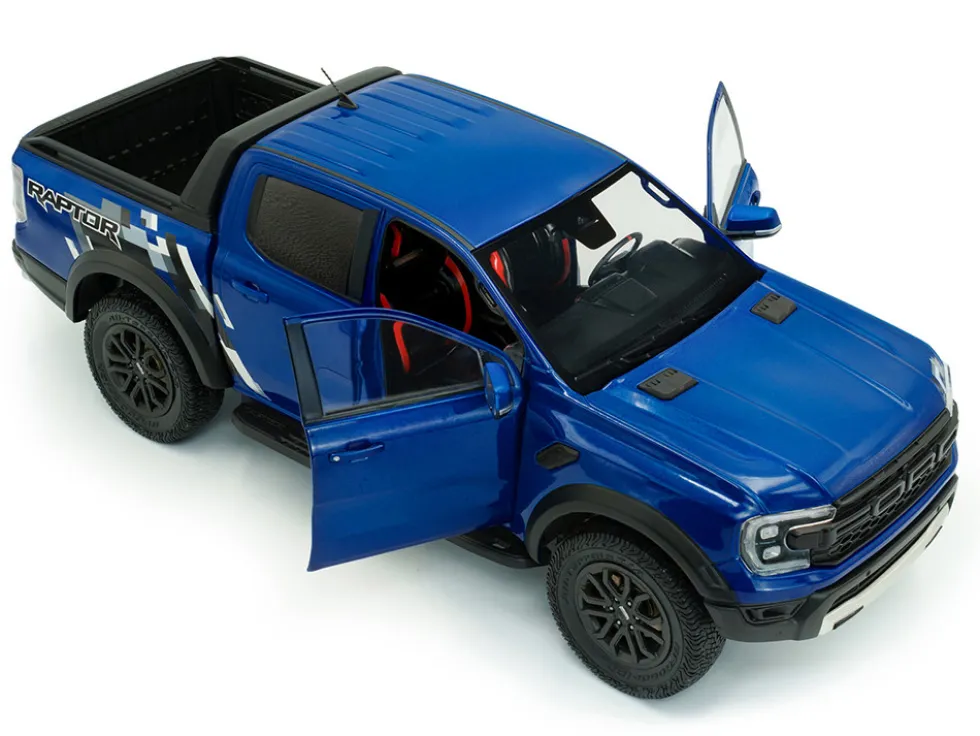 2024 Ford Ranger Raptor Pickup Truck Blue Lightning Metallic 1/18 Diecast Model Car by Solido