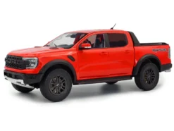 2024 Ford Ranger Raptor Pickup Truck Orange Red 1/18 Diecast Model Car by Solido